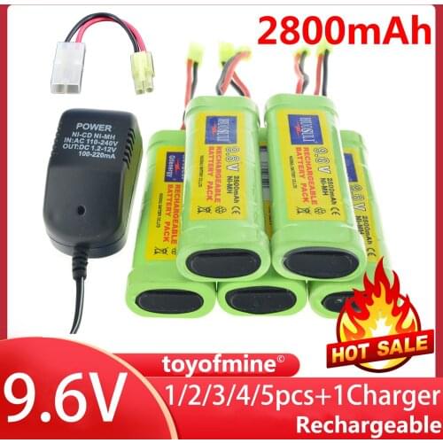 2x 9.6V NiMH 2800mAh Battery Pack + Charger RC Airsoft