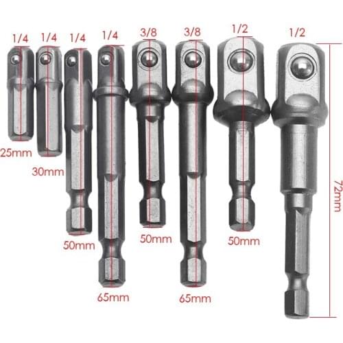 1kit 8pcs Socket Adapter Set Nut Driver Power Drill bits Socket Bit Hex Adapter Extension Socket Wrench Adapter 1/4" 3/8" 1/2"