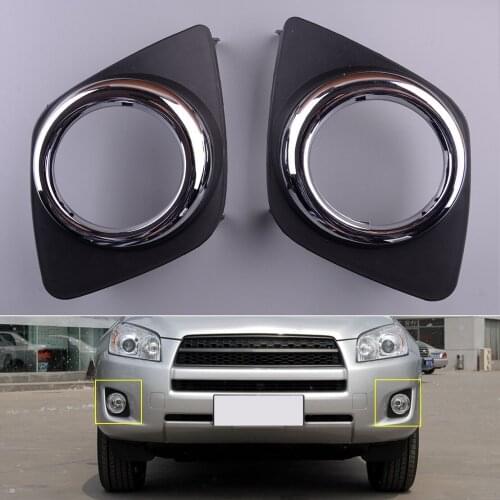 1 Pair Front Bumper Fog Light Cover Trim Bezel Car Plastic fit for Toyota RAV4 52128-0R010 52128-0R040 2009 2010 2011 2012 2013