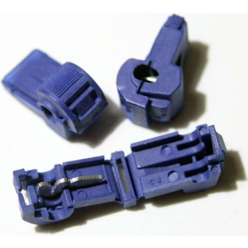 100pcs Quick Connector For Cable Shoes Blue 0.75-2.5mm Piercing Connector T-type small wire clamp terminal