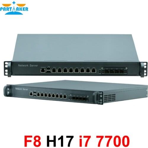 1U intel Core i7 7700 CPU firewall network server SFP 4 Optical fiber pfSense barebone system OEM Network appliance with 8 LAN
