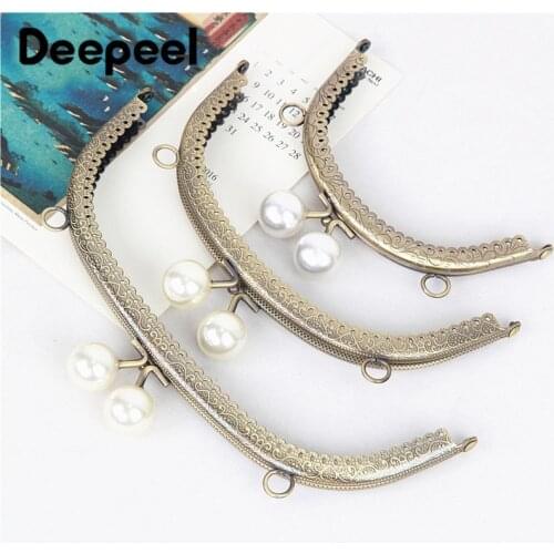 2pcs 8.5-20.5cm Semicircle Pearl Embossed Metal Purse Frame DIY Bag Handles Kiss Clasp Sewing Brackets Accessories for Handbags