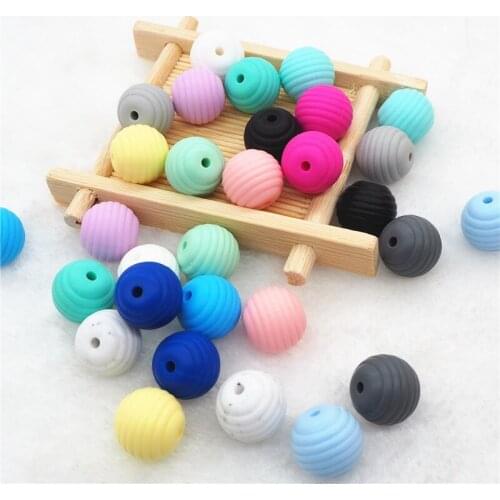 Chenkai 20pcs Silicone Spiral Teether Beads DIY Baby Shower Pacifier Dummy Teething Montessori Sensory Jewelry Making Toy Beads