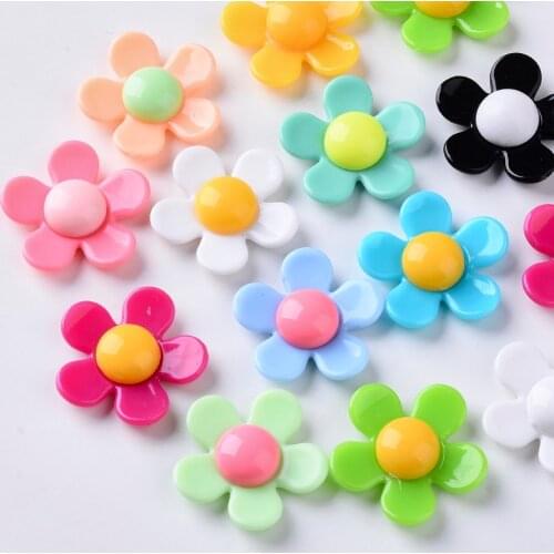 200pcs 36mm Mixed Color Opaque Acrylic Beads Flower Loose Beads for Diy Jewelry Making Bracelet Accessories