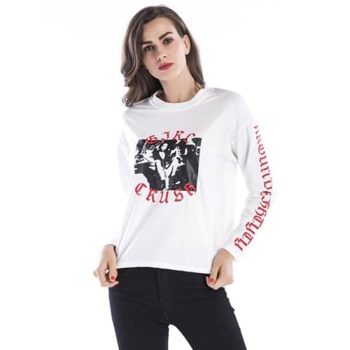 2019 Fashion Spring New Casual Sweatshirts Women Head Round Neck Pullovers Personalized Print Female Loose Sweatshirts Short Top