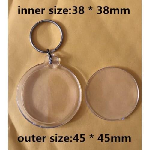 35pcs/lots Round Blank Acrylic Keychains Insert Photo plastic Keyrings DIY Split Ring Keychains accessories