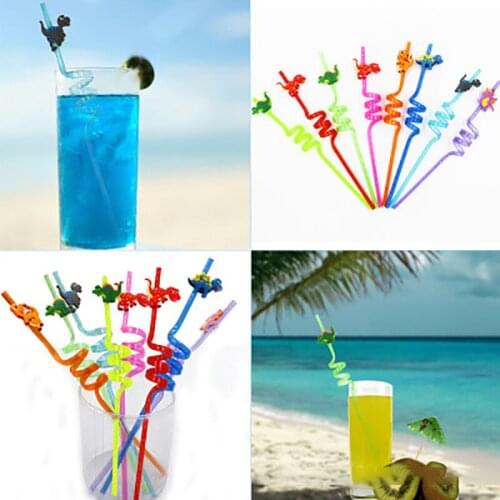 8pcs Dinosaur Theme Plastic Straws for Children Party Bar Drinking Straws