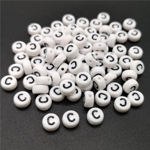 4x7mm Letter C Oblate Alphabet Beads Acrylic Beads For Jewelry Making DIY Bracelet Necklace Accessories