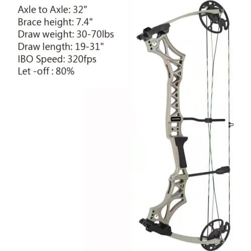 M129 Compound Bow 30-70Lbs 320 feet/s 7.4 Inch Brace Height Let-off 80% for Archery Hunting Shooting
