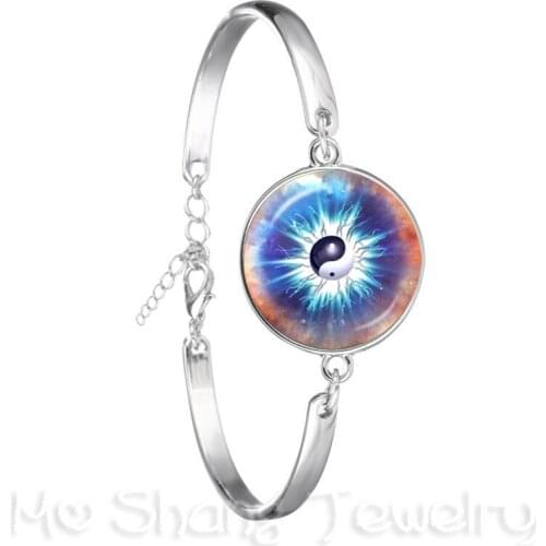 2018 Trendy Yin Yang Pattern Bracelet Black White Cross Tai Ji Jewelry 18mm Glass Cabochon Bangle Yin Yang Women Girls Gifts