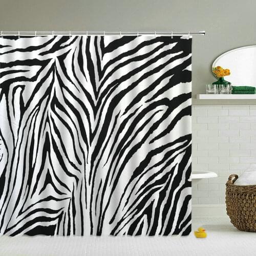 Black And White Zebra Stripe Shower Curtains Funny Wild Animal Pattern Waterproof Bath Curtain Modern Nordic Home Bathroom Decor