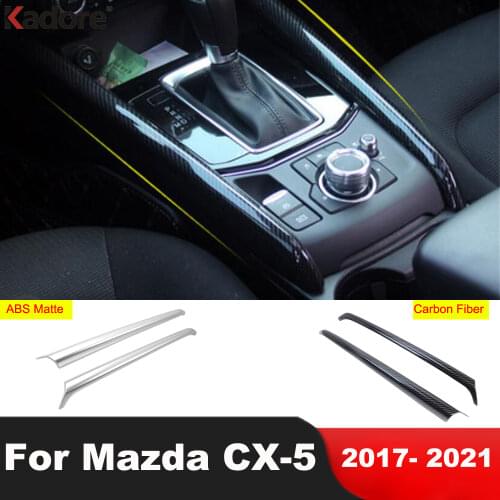 For Mazda CX-5 CX5 KF 2017 2018 2019 2020 2021 Carbon Fiber Interior Gear Shift Panel Strip Cover Trim Car Accessories 2pcs