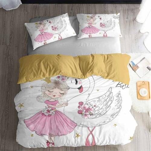 HELENGILI 3D Bedding Set Cartoon ballet girl pattern Print Duvet cover set bedclothes with pillowcase bed set home Textiles