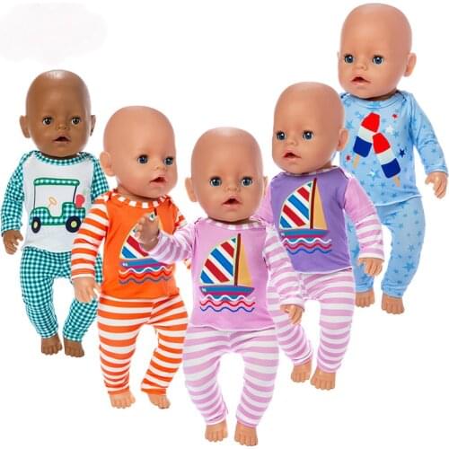 Grid Suit For Fit 17 inch 43cm Doll Clothes Born Baby Doll Clothes Suit For Baby Birthday Festival Gift