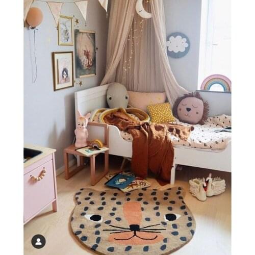 Carpet Cartoon Animals Cat Baby Mats Nursery Living Room Round Child Playing Rugs Modern Nordic Kids Bedside Game for Children