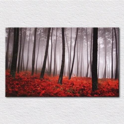 Red and gray picture painting printed trees paintings printed for bedroom wall decor fine birthday gift