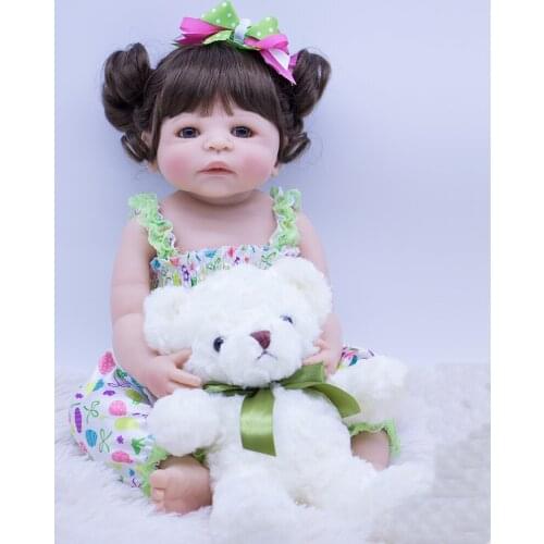 High quality Bebe girl Reborn Doll 55cm full Silicone Reborn Baby Doll Girl Cute Toy Gift for Children Fashion sling Princess do