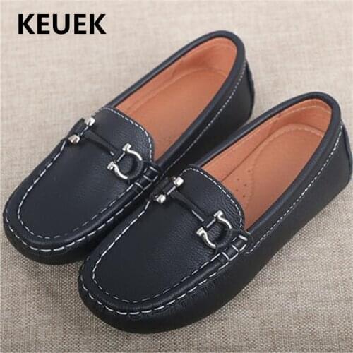 New Children Casual Loafers Boys Comfortable Student Black Dress Shoes Kids Flats Spring/Autumn Genuine Leather Shoes 03