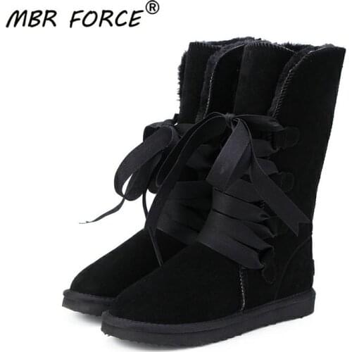 MBR FORCE Women Boots Winter Fashion Knee High Boot For Woman Warm Fur Furry Lady Snow Boots Australia Women ladies shoes US3-13