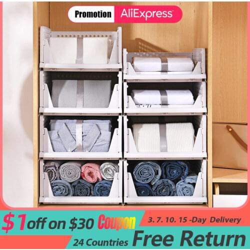 Layered Wardrobe partition storage rack drawertype foldable cabinet stackable closetorganizer interspace shelf clothes organizer