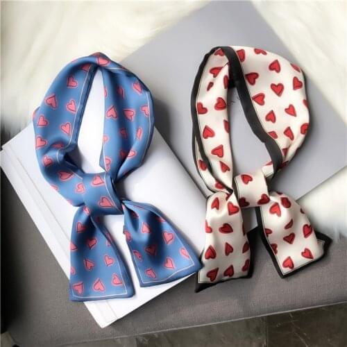 Fashion Skinny Hair Scarf For Women Printed Headband Satin Silk Bag Scarfs Female Long Tie Wrist Ribbons Neck Scarves For Ladies
