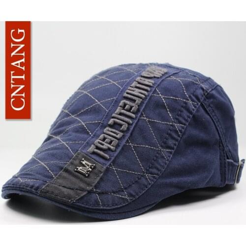 CNTANG Fashion Spring And Autumn Vintage Beret Letter Buckle Flat Caps For Men Cotton Retro Berets Casual Visor Hat Designer Cap