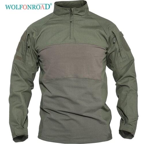 WOLFONROAD Mens Outdoor Hunting Tactical Shirts Air Soft Combat Tee Shirts Green Navy Army Military Shirts Gray Hunting T-shirt