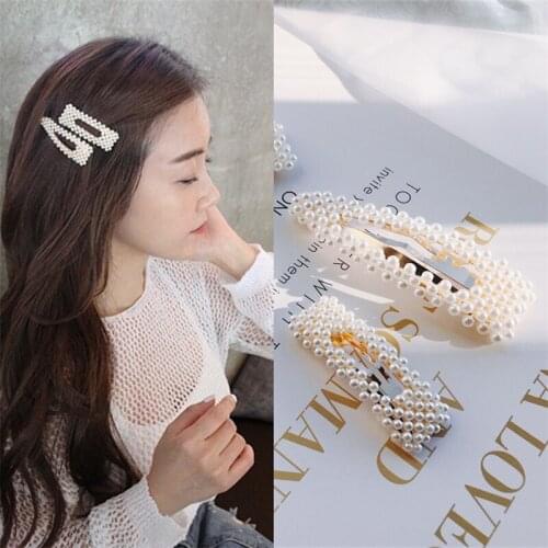 2019 New Fashion Women Korean Pearl Hair Clip Barrette Stick Elegant Lady Hairpin Hair Styling Accessories For Dropshipping
