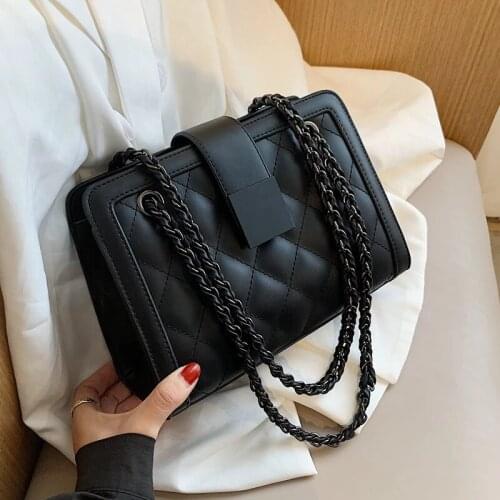 Weysfor 2020 New Black PU Leather Crossbody Bag for Women Winter Branded Chain Designer Shoulder Handbags Womens Trend Hand Bag