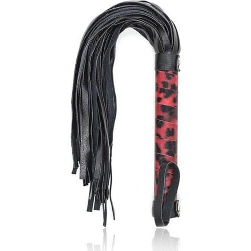 New Sexy Whip PU Leather Flirt Toys Black Lash Red Leopard Handle BDSM Whip Erotic Sex Toys For Couple Adult Game Sex Products