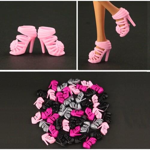10 pair / lot Fashion New white High-heeled shoes for barbie doll beautiful Doll shoes 4 color available