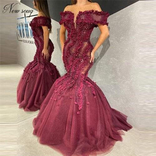 Charming Off Shoulder Evening Dresses 2020 Robe De Soiree Beading Formal Party Gowns Abendkleider Applique Mermaid Prom Dresses