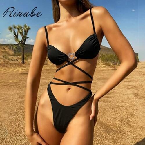 Rinabe Hollow Out Bikini 2021 Swimwear Women Biquini Cross String Bikini Set Bathing Suit Women Bikinis Sexy