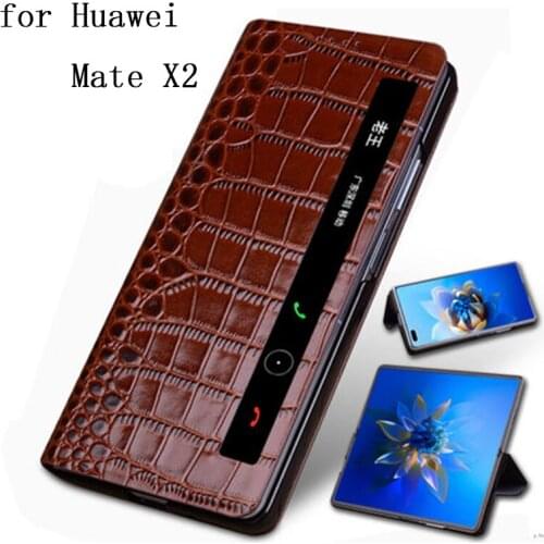 Luxury Smart Window View Case Cover for Huawei Mate X2 Genuine Leather Phone Shell Bag for Huawei MATEX2 Flip funda skin coque