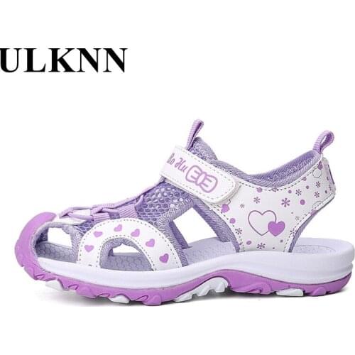 ULKNN Childrens Fashion Sequin Sandals Girls Princess Beach Shoes Kids Pink Shoes Cute Purple Bow Mesh 2021 Girls Students