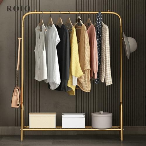 New Nordic Drying Rack Single-pole Indoor Floor Hanger Home Coat Shelf Rose-gold Clothes Storage Racks Simple Balcony Coat Rack