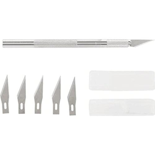 Utility Knife 1Set Non-Slip Metal 6 Blades Wood Carving Tools Fruit Food Craft Sculpture Engraving For Stationery Art Supplies