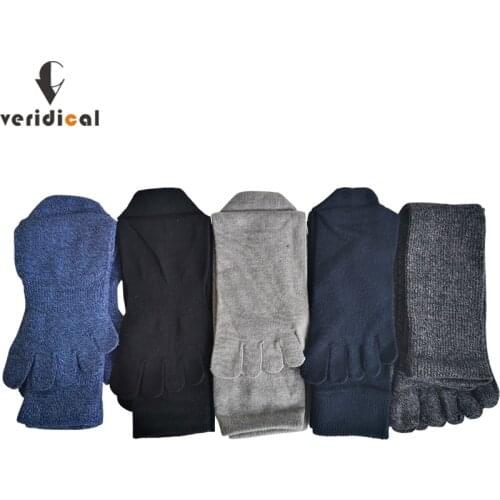 VERIDICAL 5 Pairs/Lot Five Fingers Socks Long Cotton Good Guality Colorful Compression Sock With Toes Cheap Business Calcetines