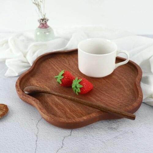 Octagon Shape Black Walnut Candy Fruit Dinner Dessert Tea Plate Food Storage Dish Tray