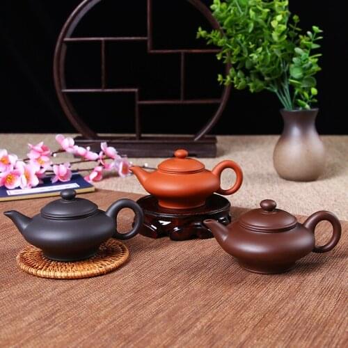 Yixing Purple Sand Flat Pot Handmade Small Teapot Red Black Pot Filter Bubble Teapot Kungfu Teaset Old Purple Clay Teapot