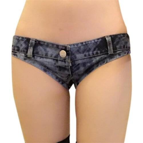 Womens Pole Dance Bar Party Clubwear Low Waist Sexy Mini Denim Hot Pants Zipper Button Closure Fashion Booty Shorts Mini Pants