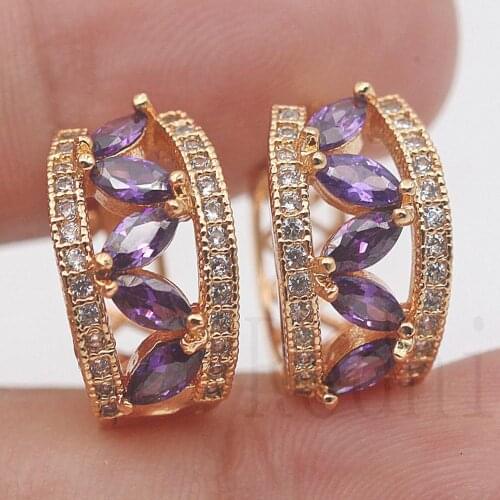 Luxury Zircon Hoop Earrings for Women Rainbow Green Purple Stone Irregular Earring Fashion Jewelry accessories