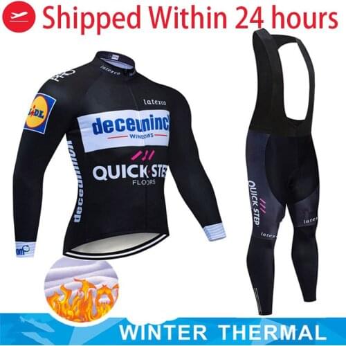 Quick Step Winter Fleece Pro Cycling Jersey Set Mountian Bicycle Clothes Wear Ropa Ciclismo Racing Bike Clothing Cycling Set