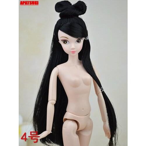 1PCS 12 Moveable Joints Doll Accessories For 11.5" Naked Doll Body Dollhouse 1/6 Doll Body + Head With Long Hair Kids Toys