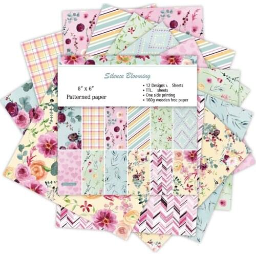 12pcs Single-side Flowers Pattern creative papercraft art paper handmade scrapbooking kit set books