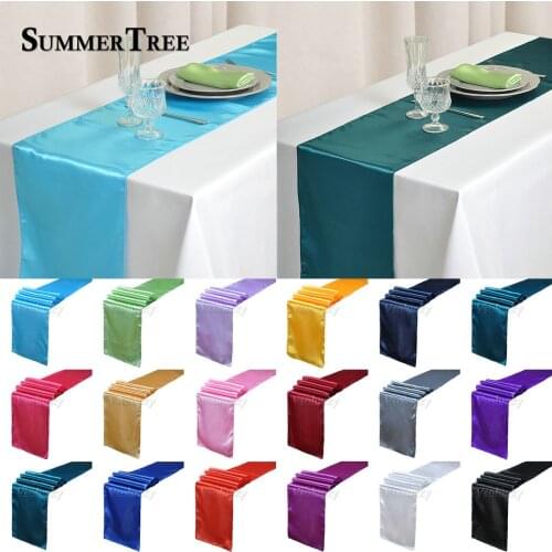 15pcs/lot 12" x 108" Satin Table Runner for Wedding Party Supply Event Favours Xmas Decoration 30cm x 275cm
