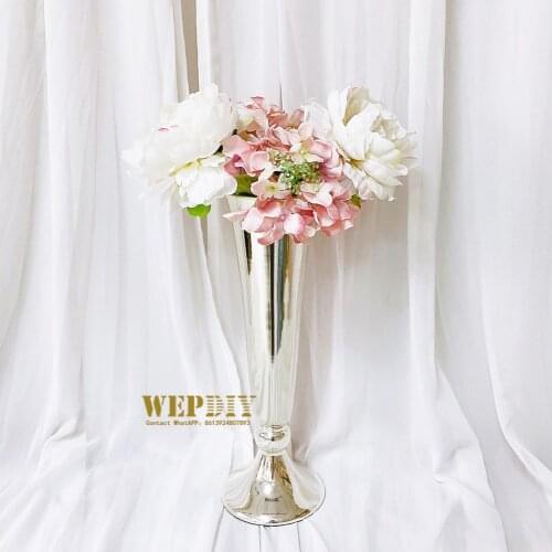 2 pcs/set Electroplated metal vase wedding props European style wrought iron flower ware main table flower arrangement road lead