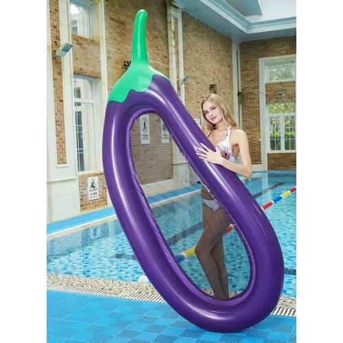 250*105cm Inflatable Giant Eggplant Pool Float Mattress Sunbathe Bed Swimming Ring Circle Beach Mat Water Party Toys Kids Adults