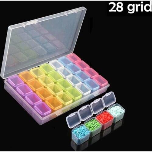 28 Slots Diamond Painting Accessories Home Storage Box Tools Jewely Nail Art Organizer Case Container Cross Stitch Sewing FH1214