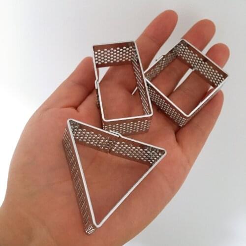 5pcs/lot square rectangular triangular shaped mini perforated tart ring